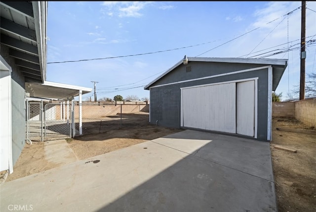 view of garage