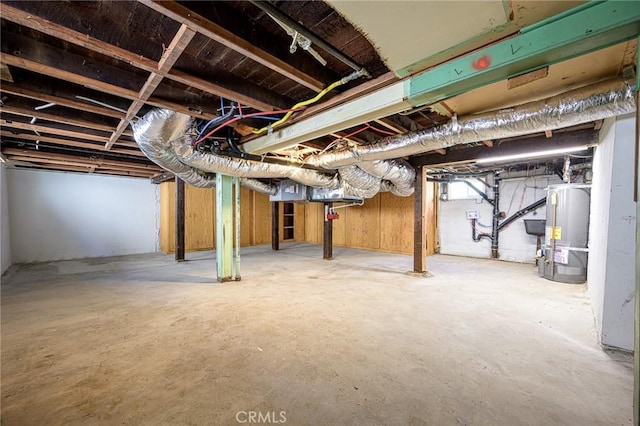 basement with water heater