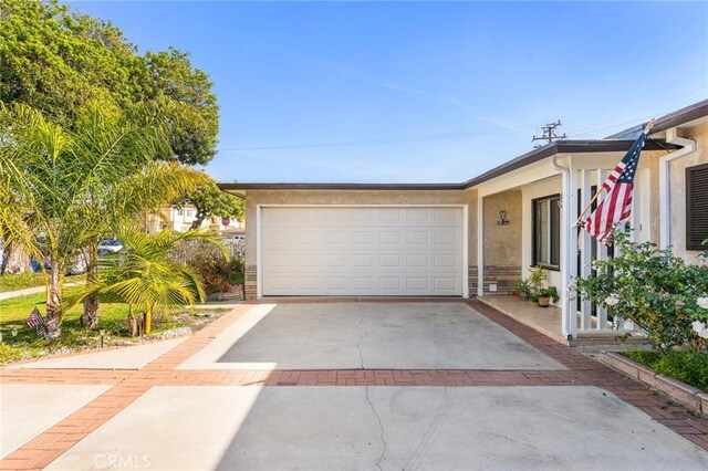 exterior space with a garage