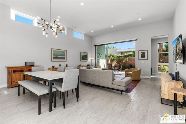 dining room featuring a notable chandelier