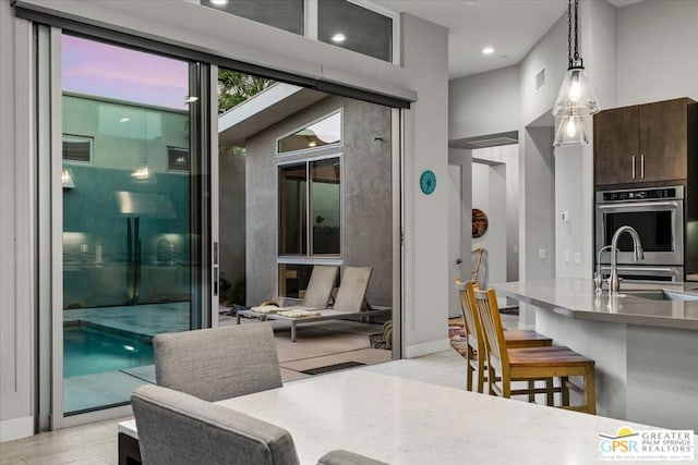 dining space with sink