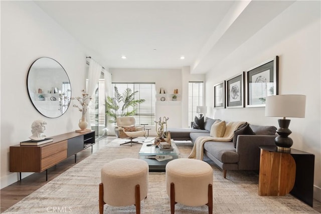 living room with hardwood / wood-style flooring