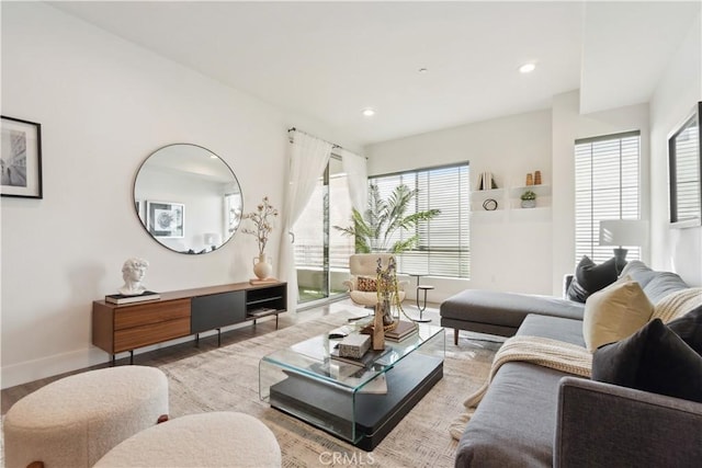 living room with hardwood / wood-style flooring