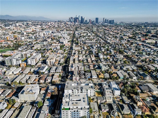 drone / aerial view with a mountain view