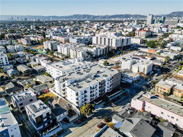 drone / aerial view with a mountain view