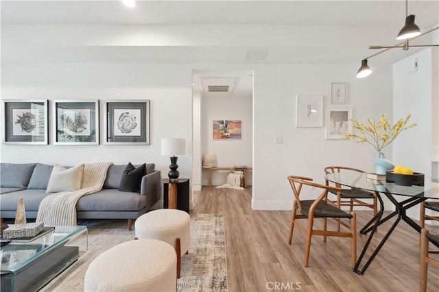 living room featuring light hardwood / wood-style floors