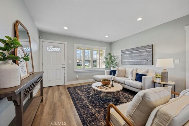 living room featuring light hardwood / wood-style flooring