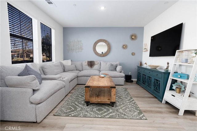 living room featuring light hardwood / wood-style floors