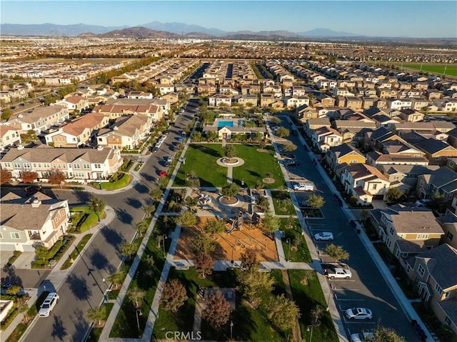 drone / aerial view with a mountain view