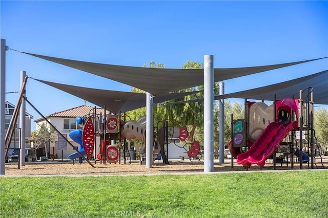 view of play area featuring a yard