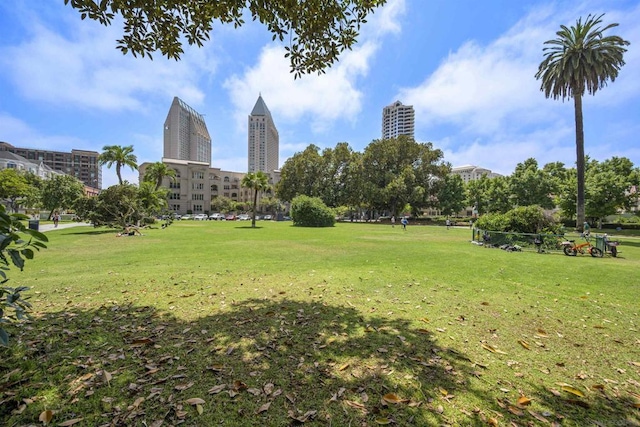 view of community featuring a lawn