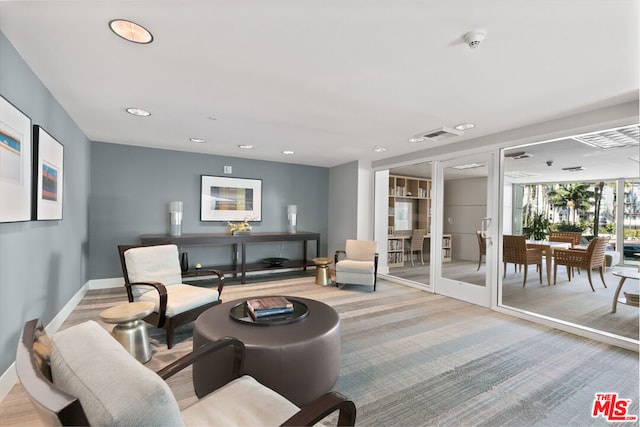 living area with french doors