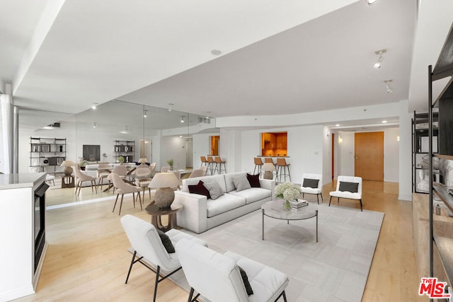 living room featuring light wood-type flooring