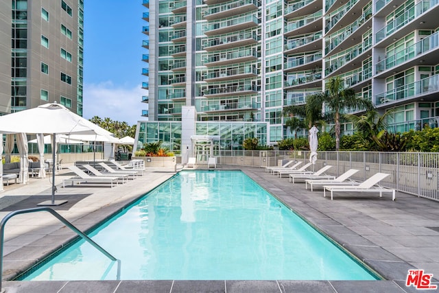 view of pool with a patio area