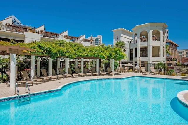 view of pool with a pergola