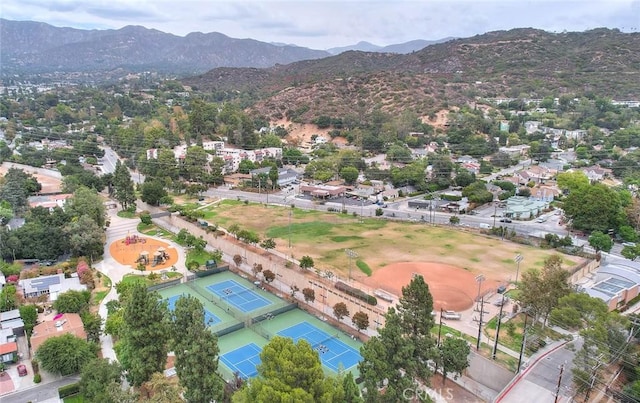 bird's eye view with a mountain view