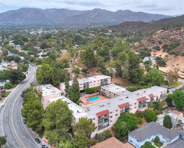 bird's eye view with a mountain view