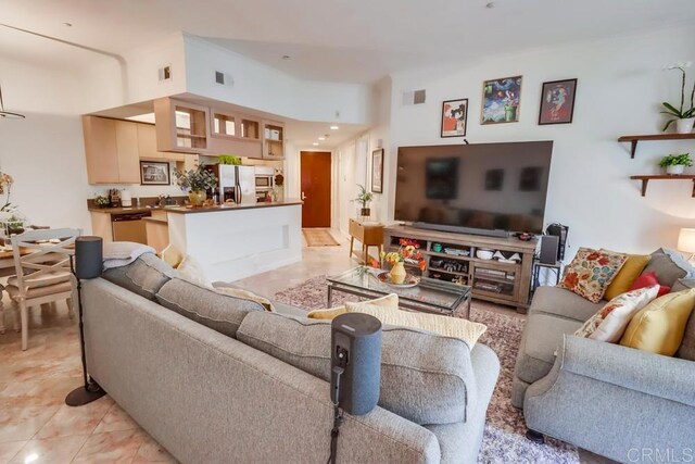 view of tiled living room