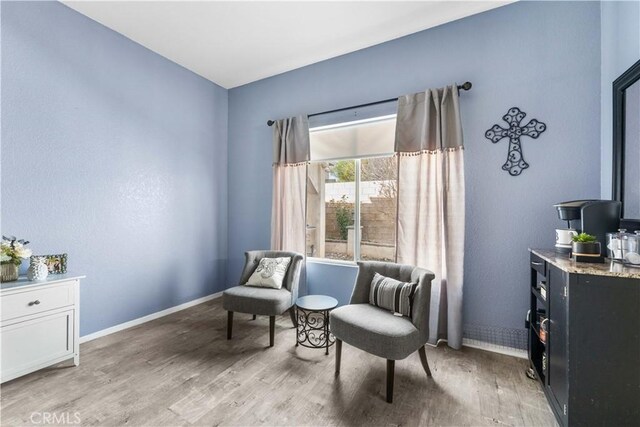 living area featuring light wood-type flooring