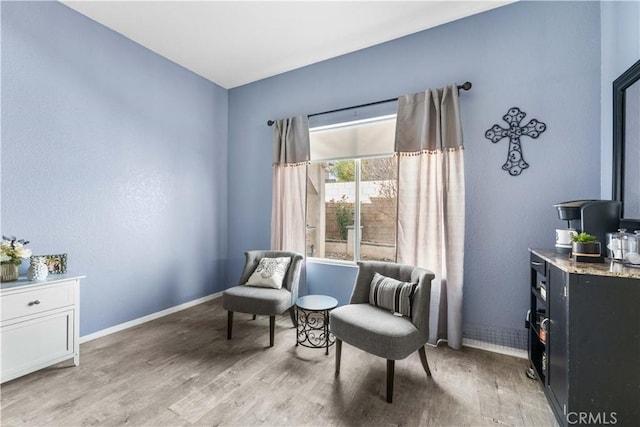 living area with light wood-type flooring