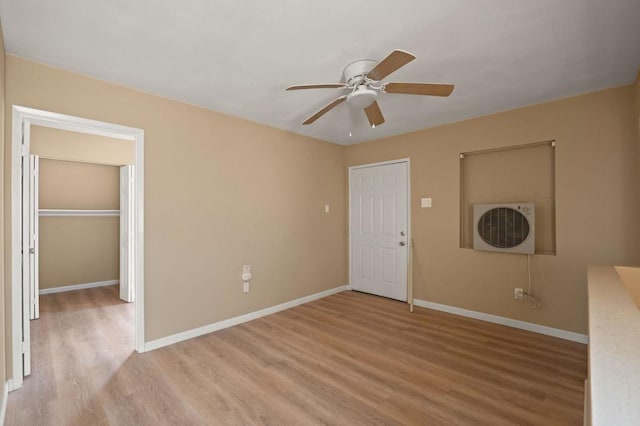 interior space featuring ceiling fan and light hardwood / wood-style flooring