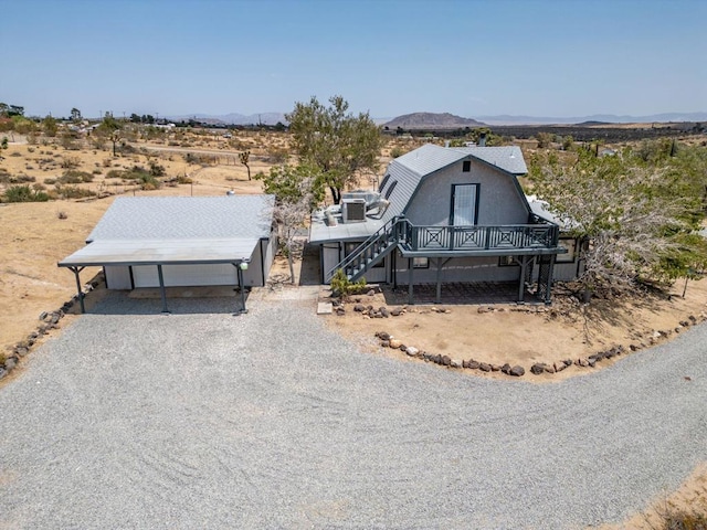 view of front of house with a mountain view