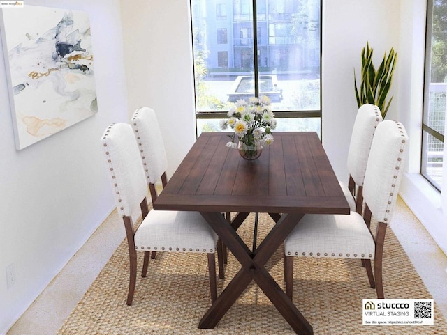 dining space featuring a wealth of natural light