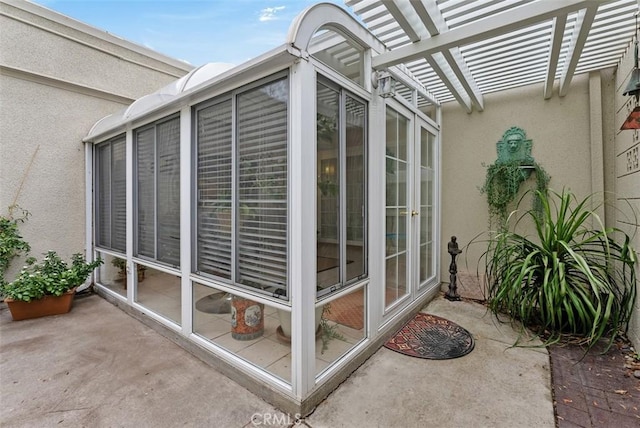 exterior space featuring a pergola