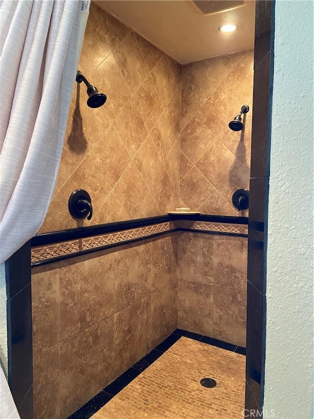 interior details with a stall shower