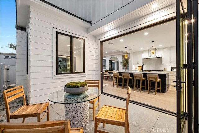 interior space featuring a wet bar