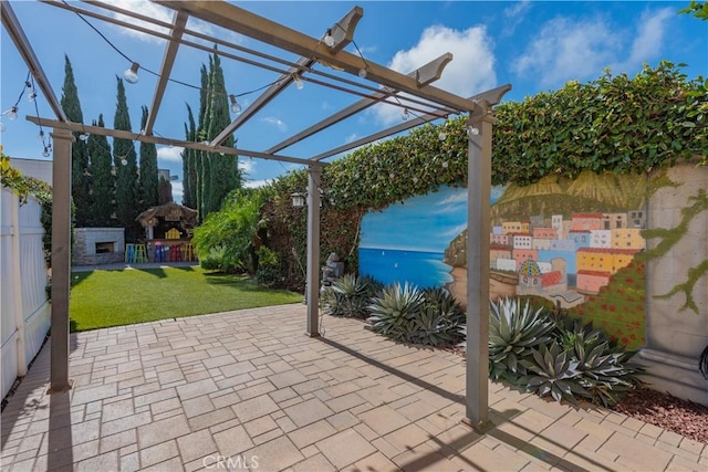 view of patio with a pergola