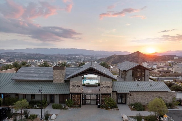 exterior space featuring a mountain view