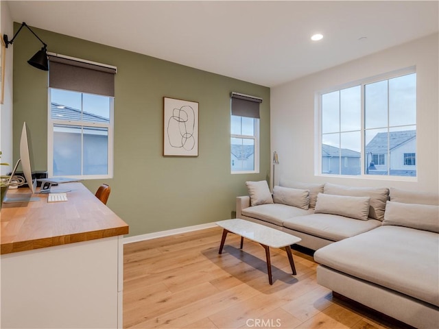 living room featuring light hardwood / wood-style floors