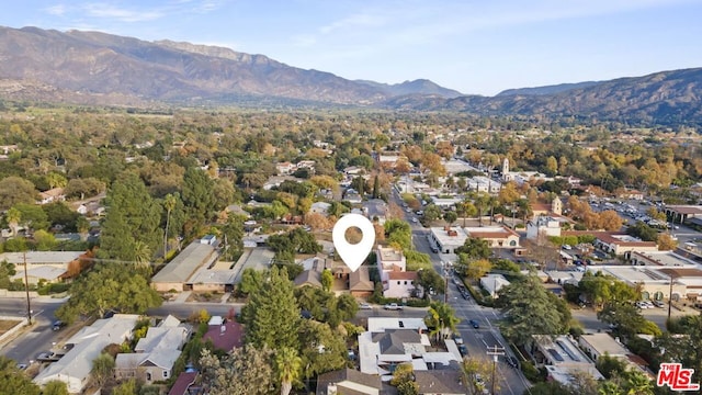 aerial view with a mountain view