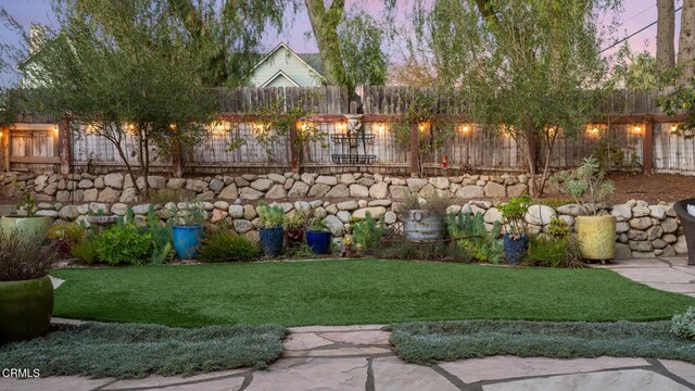 view of yard at dusk