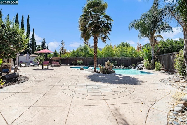 view of swimming pool featuring a patio