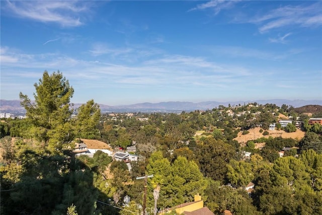 bird's eye view with a mountain view