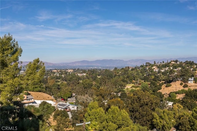 birds eye view of property featuring a mountain view