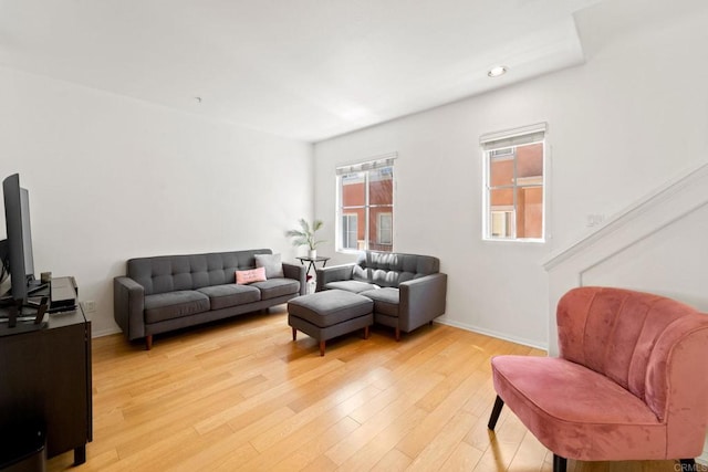 living room featuring light hardwood / wood-style flooring