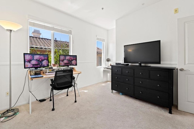 view of carpeted home office