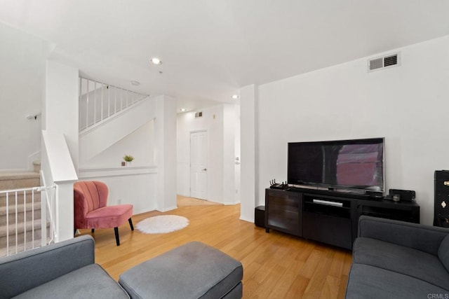 living room featuring light hardwood / wood-style flooring