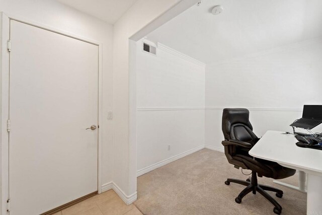 office featuring light colored carpet