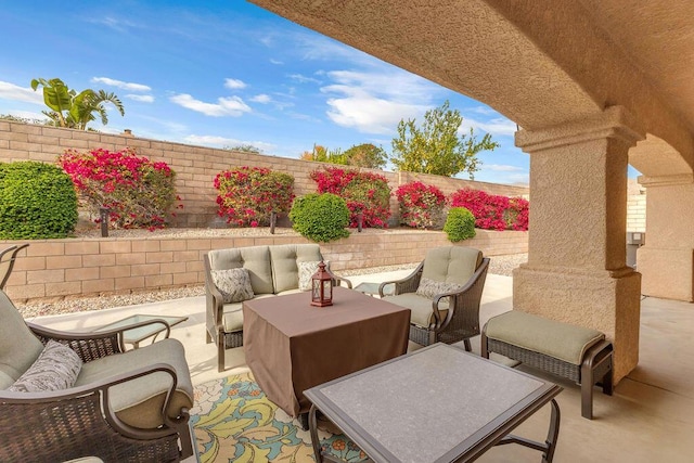 view of patio with an outdoor hangout area