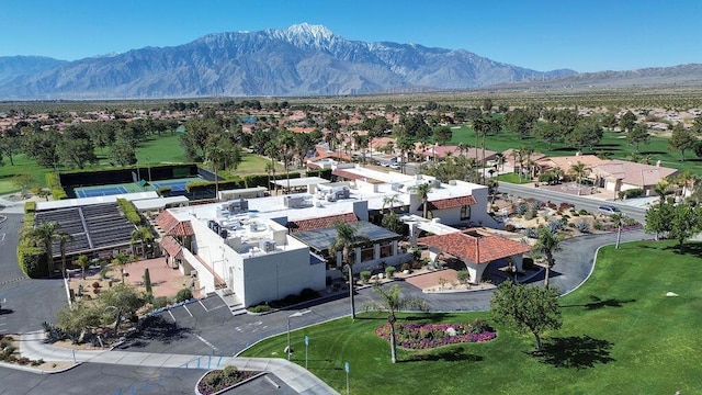 bird's eye view with a mountain view