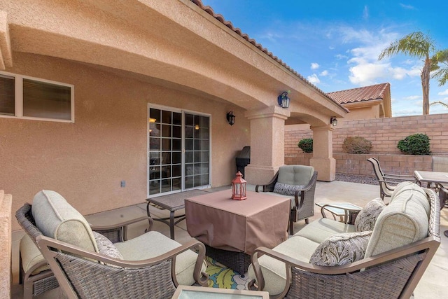 view of patio featuring an outdoor living space