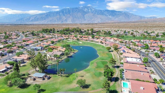 aerial view with a water and mountain view