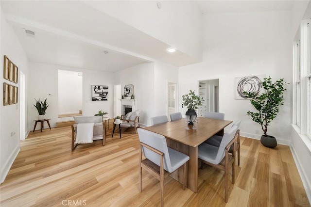 dining room with light hardwood / wood-style flooring