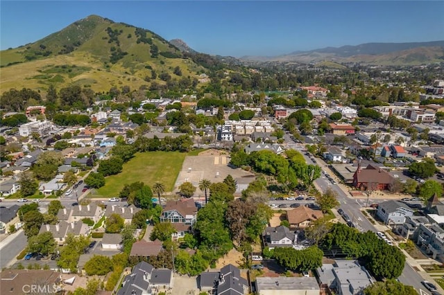 birds eye view of property with a mountain view