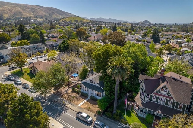 drone / aerial view with a mountain view