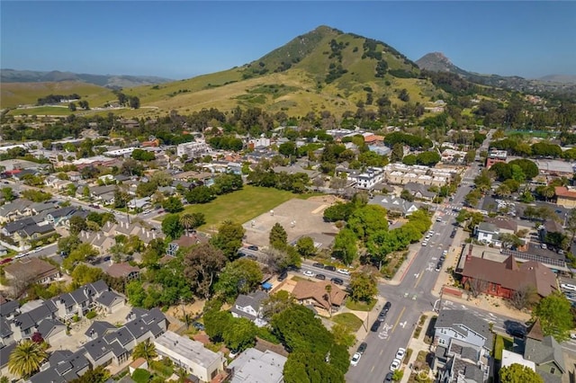 birds eye view of property with a mountain view